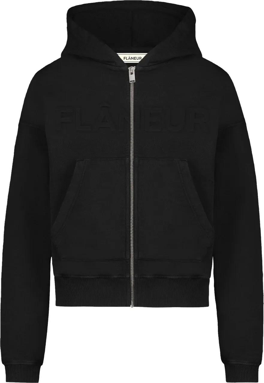 Thumbnail - Flâneur - Embossed Zip-Up Hoodie  Black - Größe XS - schwarz