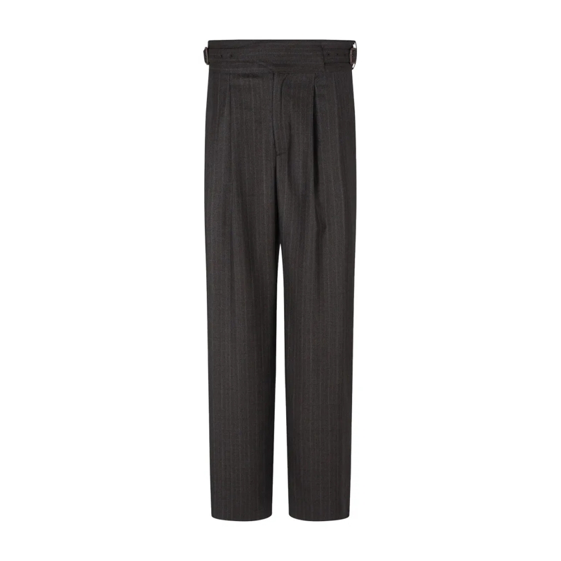 Emporio Armani Anzugshose Tailored Grey Pinstriped Flannel Trousers Black