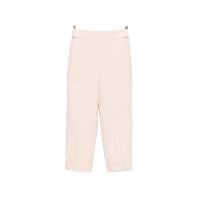 Peserico  Cropped Pink Trousers With Tailored Fit And Minima Neutrals