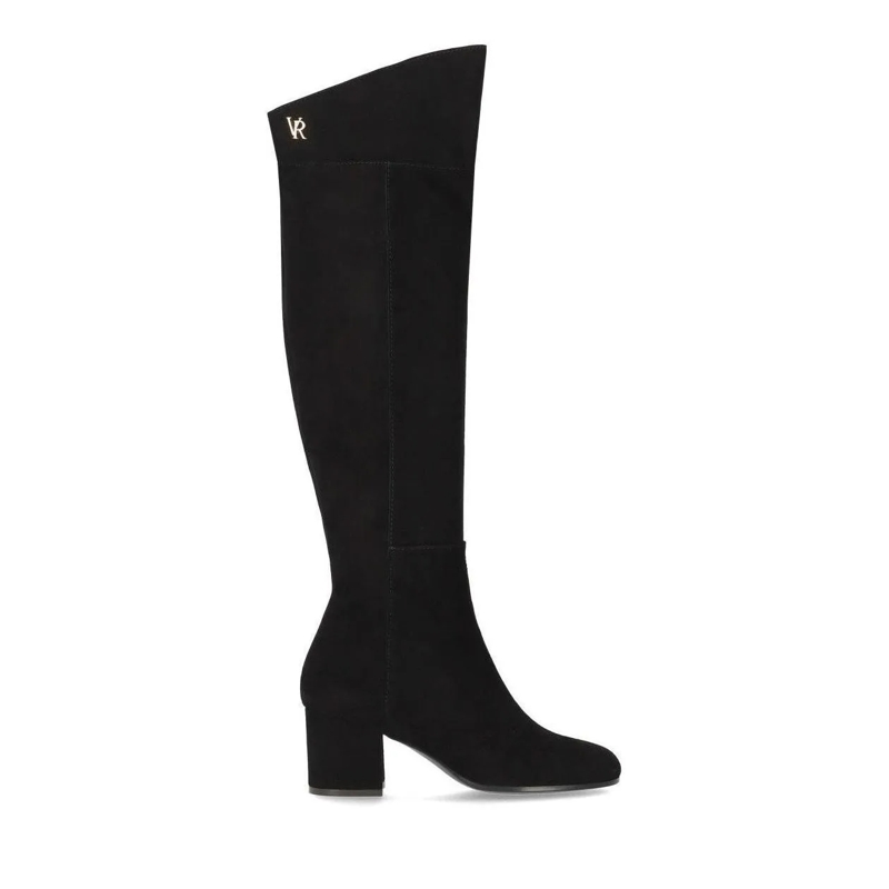 Via Roma 15 Bottes Vr Black Suede Heeled High Boot Black