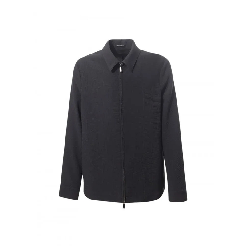 Emporio Armani  Double Slider Zip Blazer With Classic Collar Black