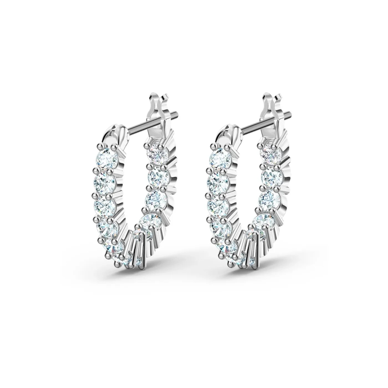 Swarovski Boucles d'oreilles Vittore hoop Round cut Rhodium plated White
