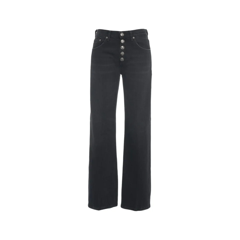 Dondup Jeans Straight-Leg Jeans With Distinctive Button Closure Black