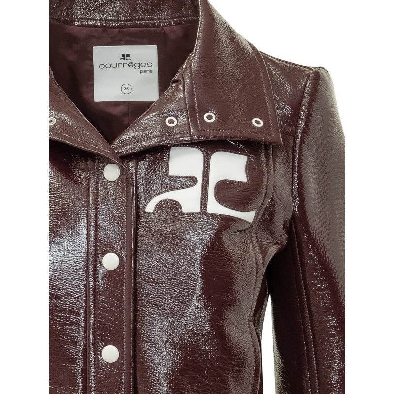 Courrèges Übergangsjacke Giacca Cropped Lucida con Logo braun(Image 4)