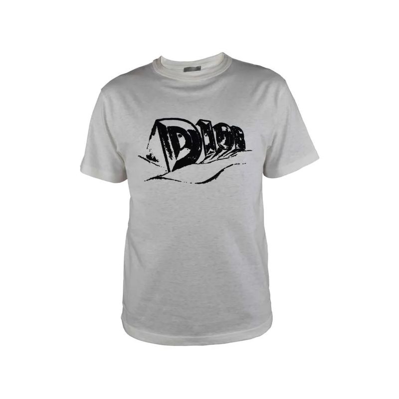 Christian Dior T-Shirt Cotton T-Shirt With Black Velvet Logo Detail Grey