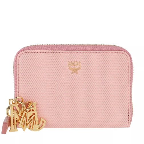 MCM Otto Charm Mini Card Wallet Pink Zip-Around Wallet