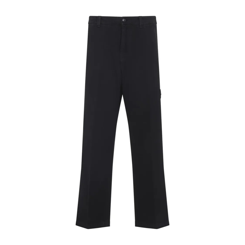 Stone Island Jeans Straight-Leg Cotton Trousers Black