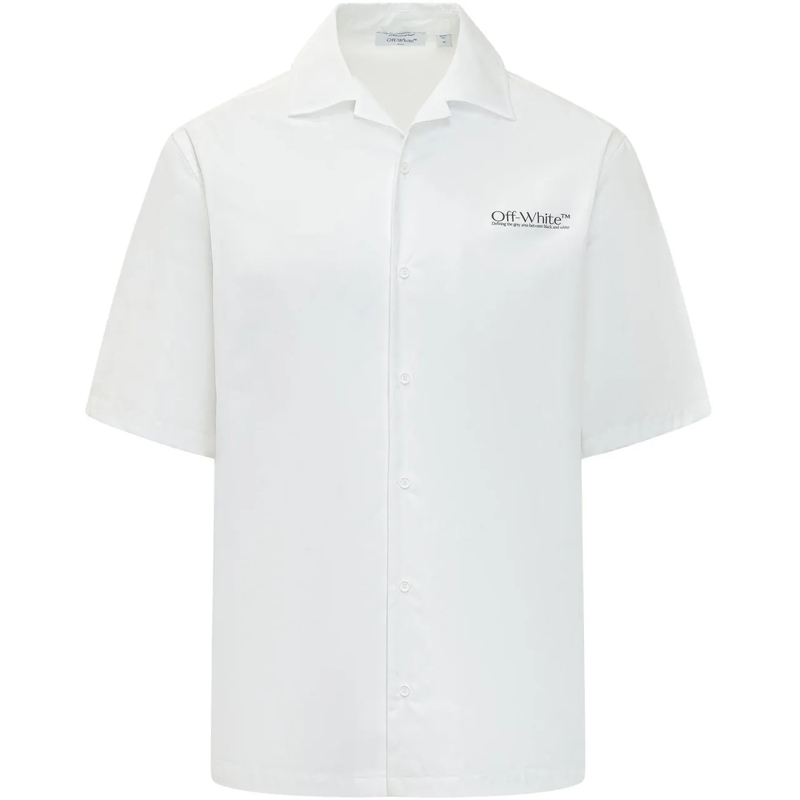 Off-White Haut décontracté Camicia Bowling a Maniche Corte weiß