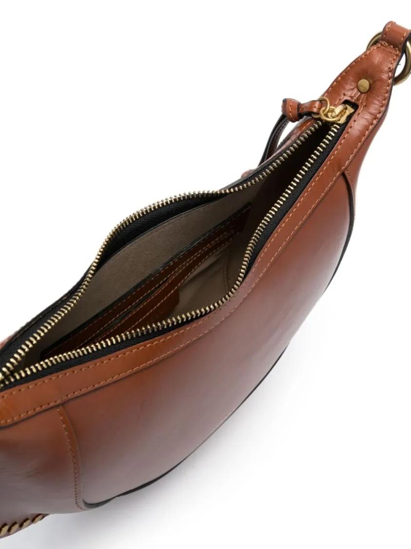 Isabel marant Hobo bags Curved Brown Leather Bag With Gold-Tone Studs in bruin