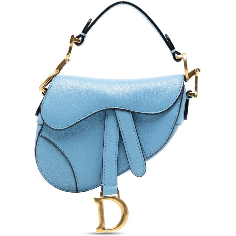 Christian Dior Schultertasche Micro Goatskin Saddle Bag blau