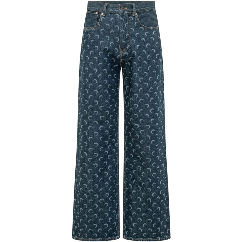 Marine Serre Jeans à jambe droite Jeans Denim Straight con Stampa blau