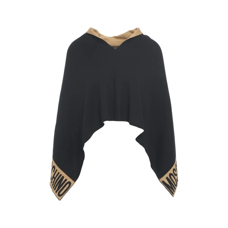 Moschino Cape Refined Logo Detail Poncho Black