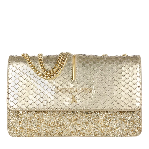 Patrizia Pepe Mini Clutch Glossy Gold Glitter Crossbody Bag