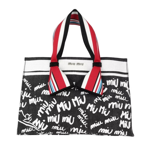 Miu Miu Denim Logo Shopping Bag Nero/Bianco Shopping Bag