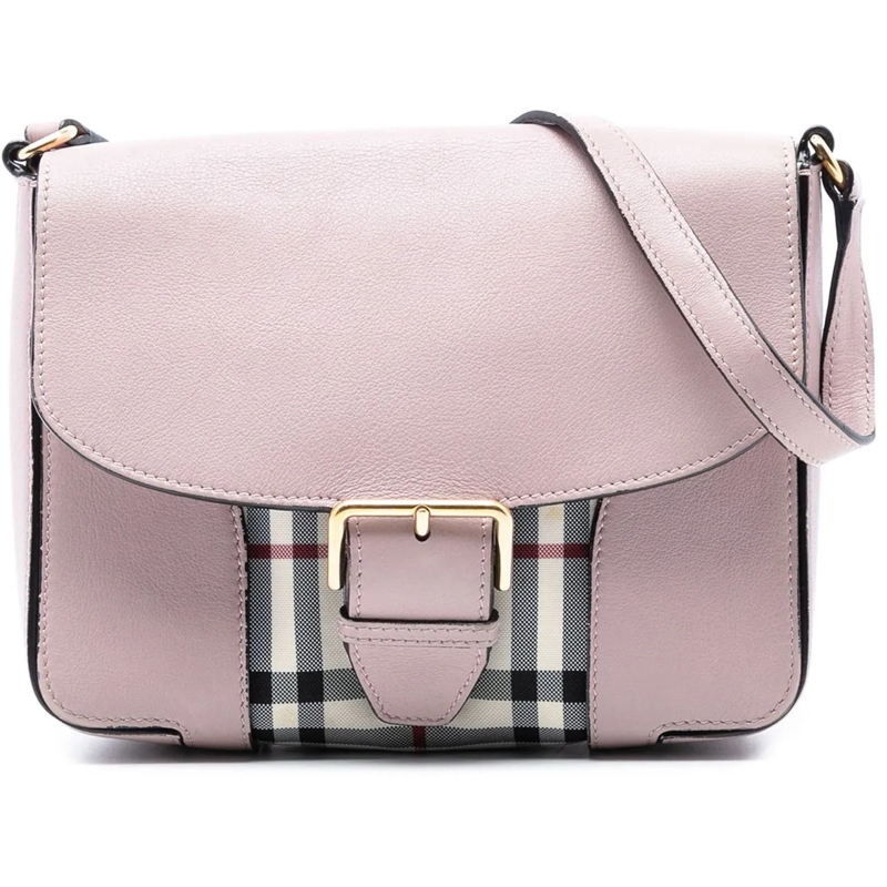 Burberry Schultertasche Small Haymarket Check Trimmed Leather Dickens Cros rose