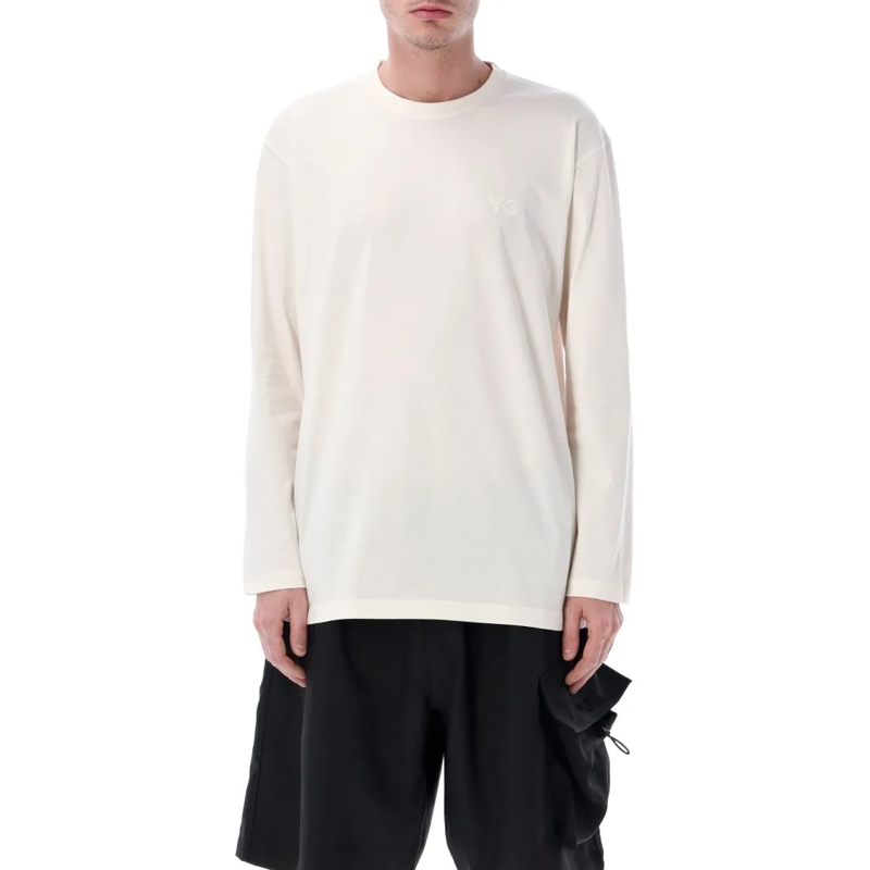 Y-3 Haut à manches longues Relaxed Fit Long Sleeve T-Shirt With Satin-Effect  White