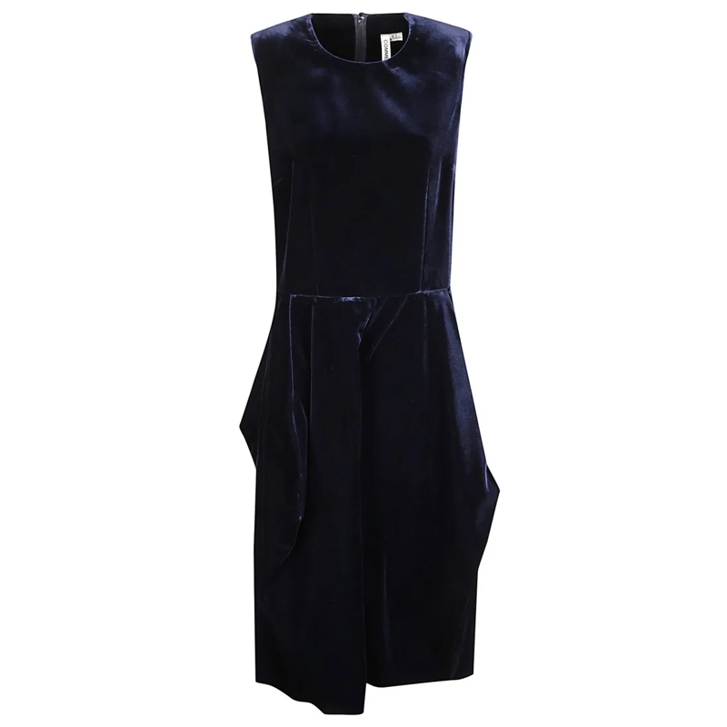 Comme des Garcons Midi-jurk Dark Blue Velvet Jumpsuit With Concealed Closure Black