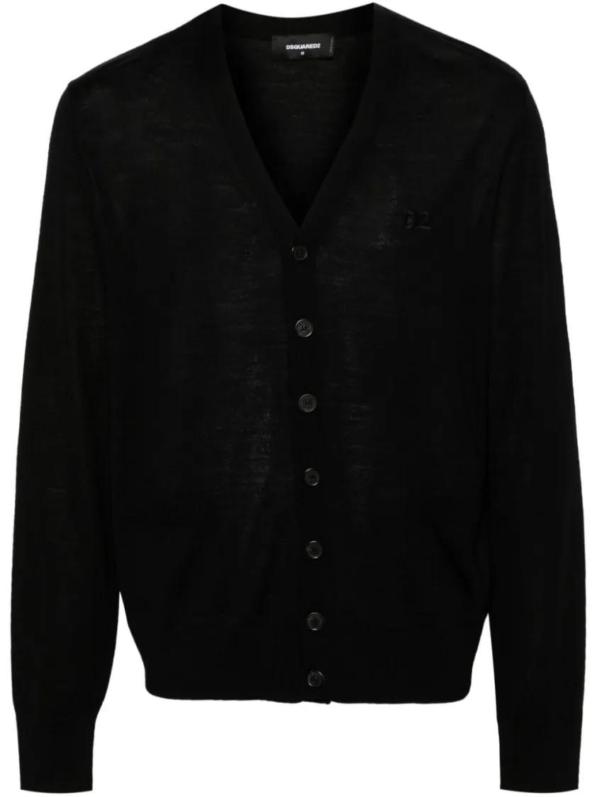 Dsquared2 - Black Knit V-neck Cardigan - Größe S - schwarz