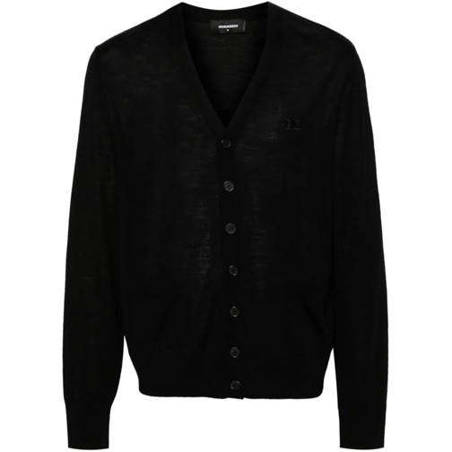 Dsquared2 Black Knit V-neck Cardigan Black Vest