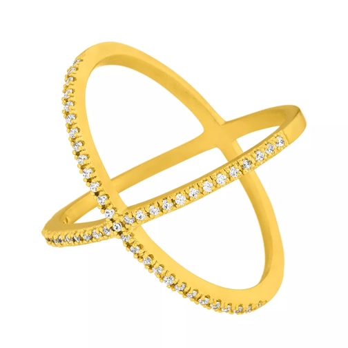 Leaf Ring X Criss-Cross 18K Yellow Gold-Plated Bague croix