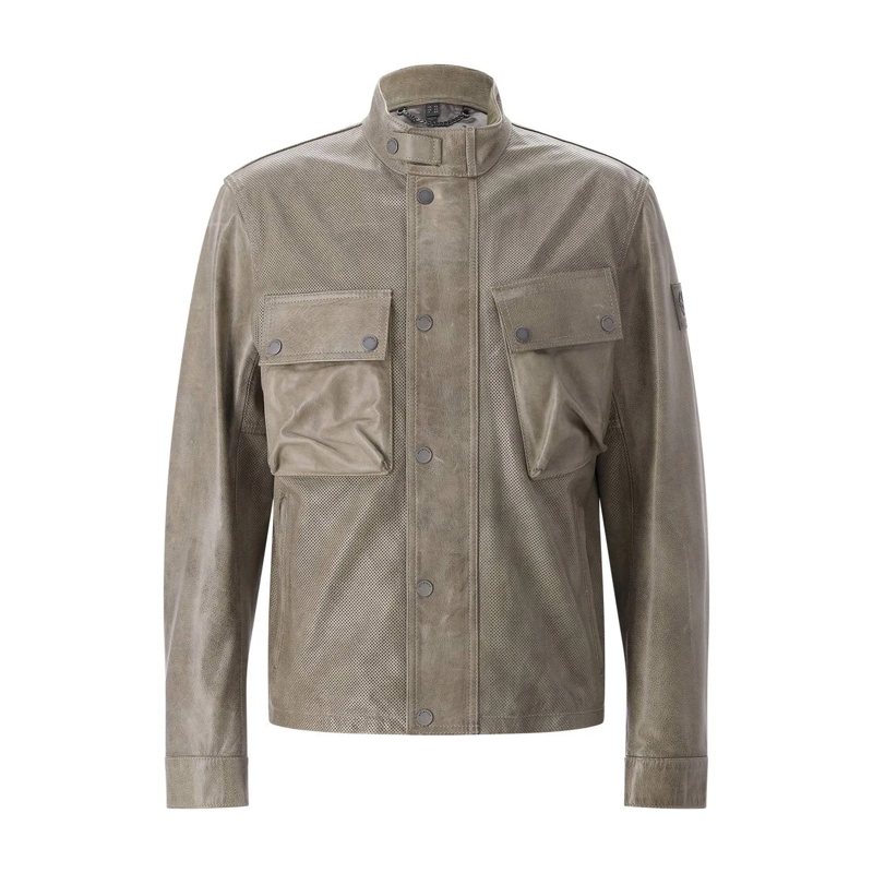 Belstaff Veste de transition Jacke aus Leder grau