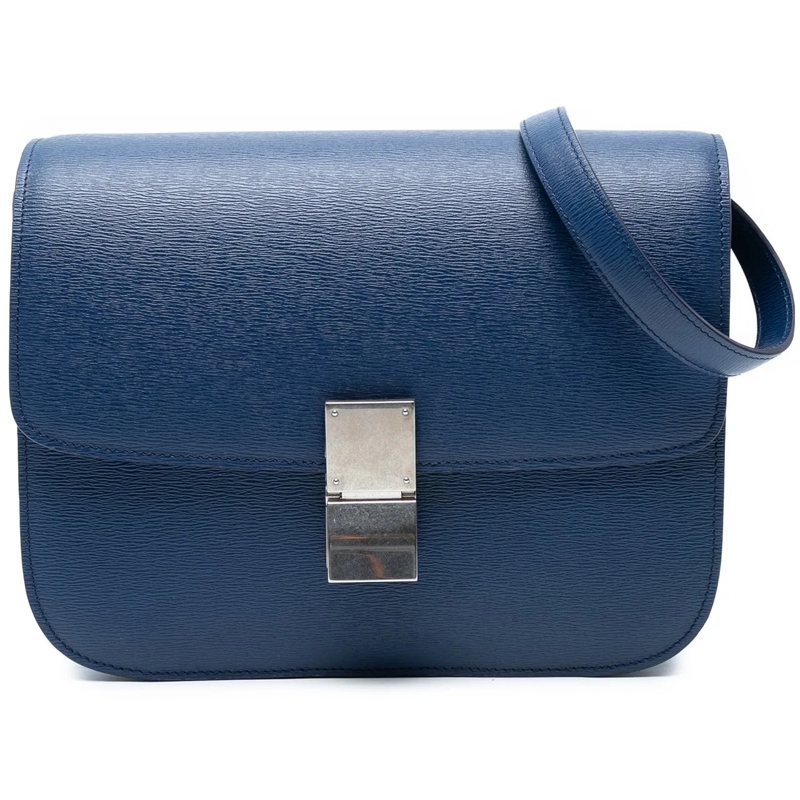 Celine Schultertasche Medium Calfskin Classic Box blau