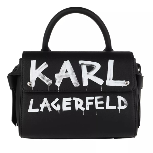 Karl Lagerfeld Ikonic Graffiti Mini Top Handle Bag Black White Sac à bandoulière