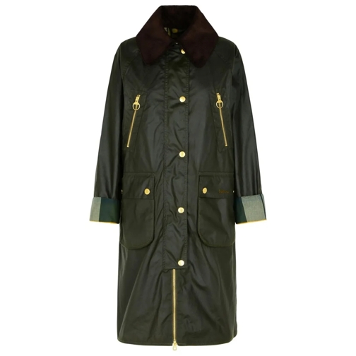 Barbour Ebberston' Green Waxed Cotton Parka Green Parka-Mäntel