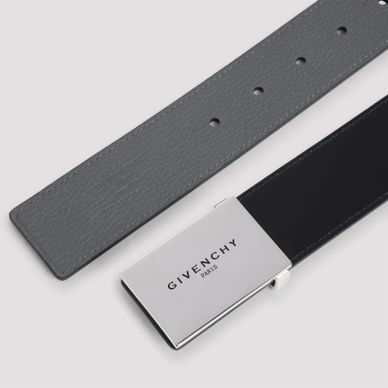 Givenchy Gürtel Smooth Calf Leather Belt With Polished Rectangular Black