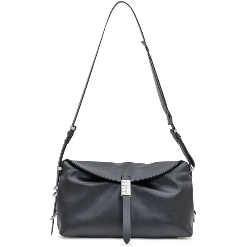 Pinko Schultertasche New Saddle Nero Limousine - Matt Silver mehrfarbig