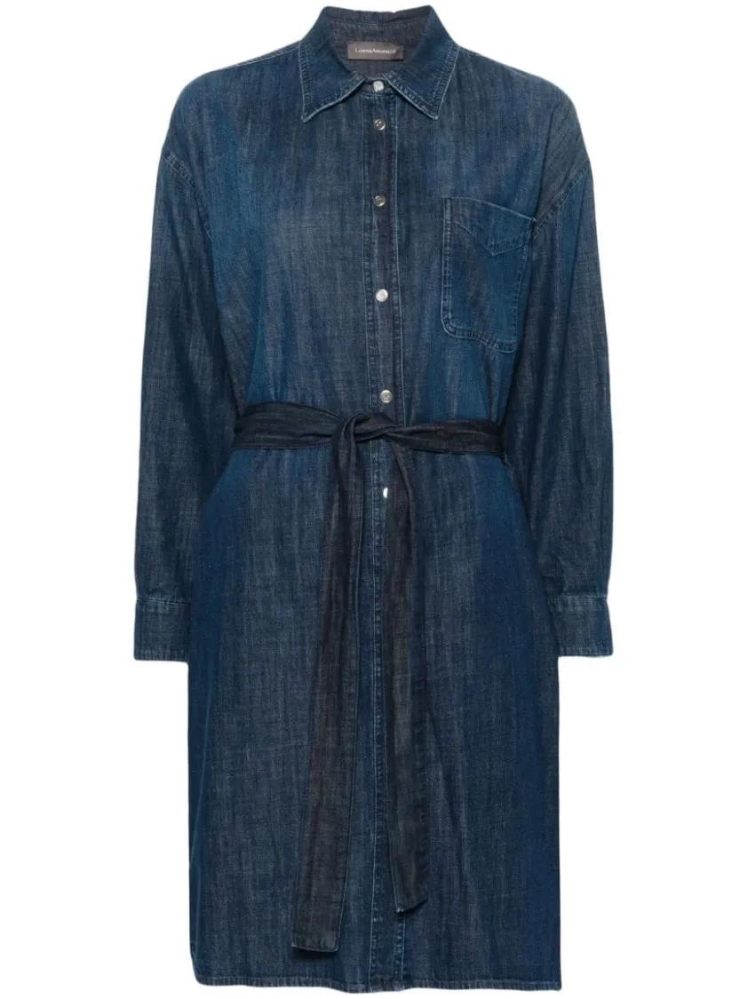 Thumbnail - Lorena Antoniazzi - Belted Denim Midi Dress - Größe 38 - blau