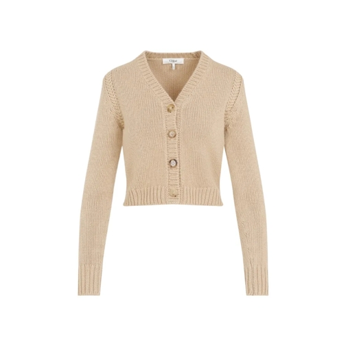 Chloé Ultimate Nude Beige Cashmere Cardigan Neutrals Vest