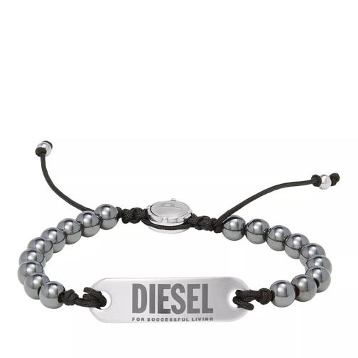 Diesel ID Agate Beaded Bracelet Gray Armband