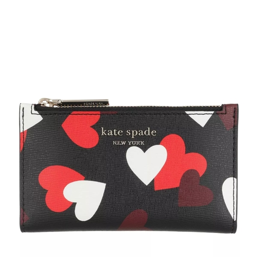 Kate Spade New York Celebration Hearts Small Slim Bi Fold Wallet Black Multicolor Bi-Fold Portemonnee