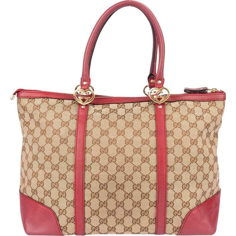 Gucci Schultertasche Gucci GG Monogram Twin Heart Handbag braun