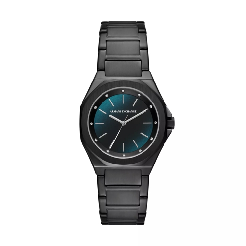 Armani Exchange Three-Hand Stainless Steel Watch Black Quarz-Uhr