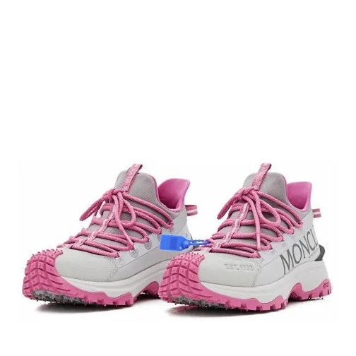 Moncler Pink Lace-Up Sneakers Grey låg sneaker