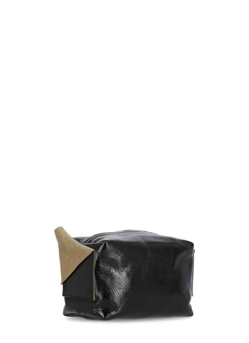 Uma Wang Hobo bags Square Shoulder Bag In Leather in zwart