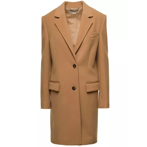 Stella McCartney Sand-Colored Structured Single-Breasted Coat With  Brown 
