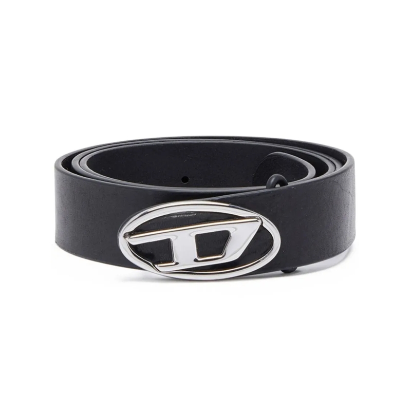 Diesel Gürtel Calf Leather Belt With Cut-Out Detailing Black