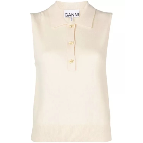 GANNI Logo-Buttons Knitted Vest Neutrals 