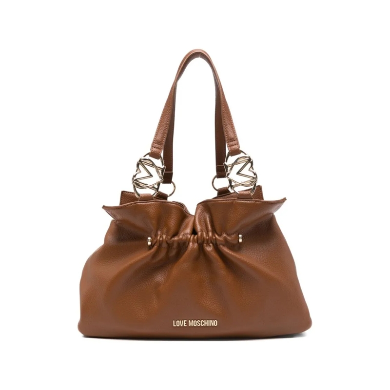 Love Moschino Schultertasche Textured Polyurethane Shoulder Bag With Gathered D Brown