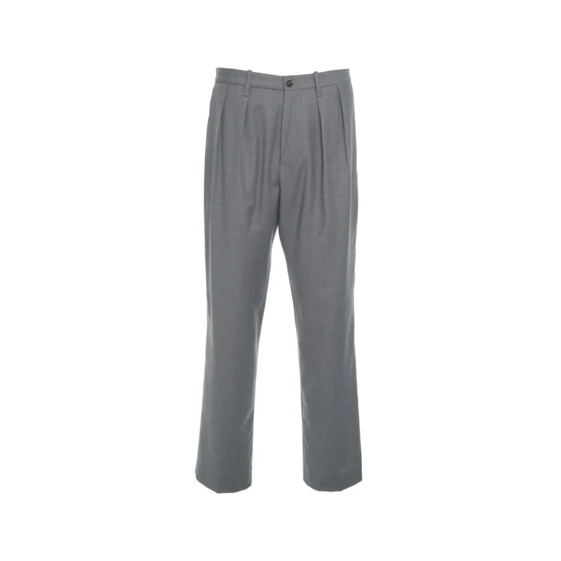 Nine In The Morning Pantalon Pleated Trousers With Hidden Closure And Flap Pock Grey