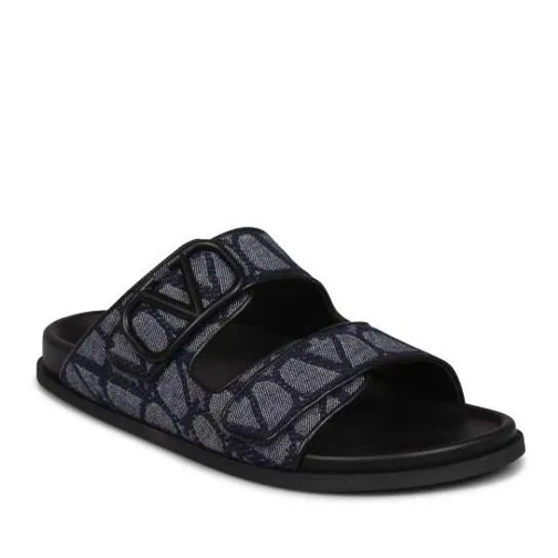 Valentino Toile Iconographe Slide Sandal Black Claquette