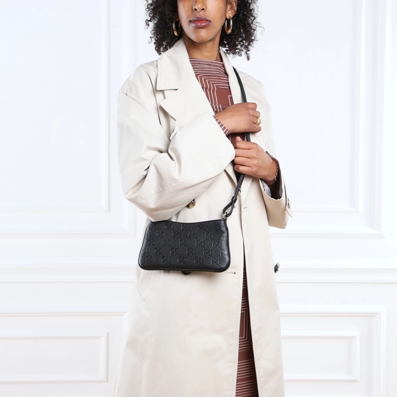 Gucci Crossbody Bag GG Emblem Shoulder Bag Black(Image 2)