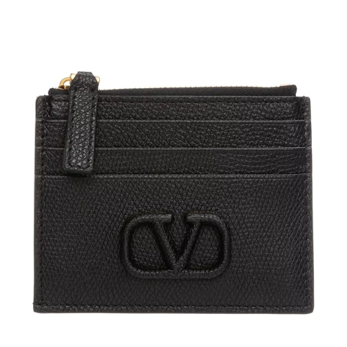 Valentino Garavani V Logo Coin And Credit Card Case Leather Black Kaartenhouder