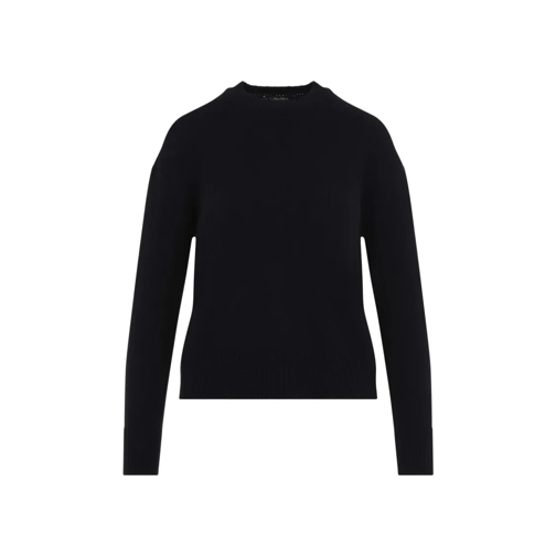 Max Mara Trui Classic Dark Blue Wool Irlanda Crewneck Pullover Blue