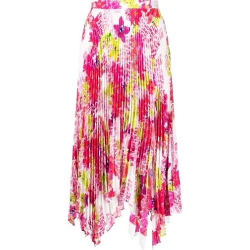 Versace Floral-Print Pleated Skirt Pink 