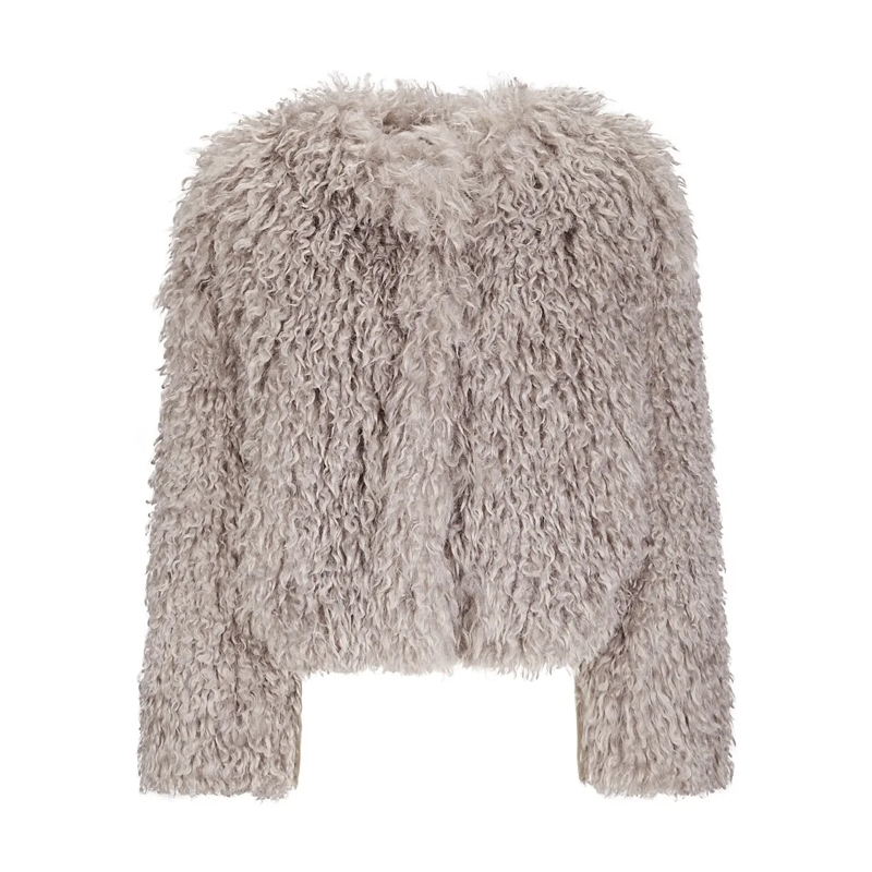 Tagliatore  Short Fur Coat In Synthetic Fabric Grey