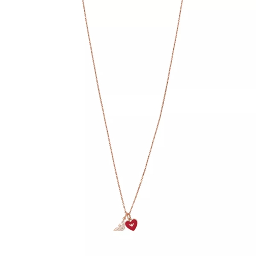 Emporio Armani Red Lacquer Pendant Necklace and Charms Set Rose Gold Kurze Halskette